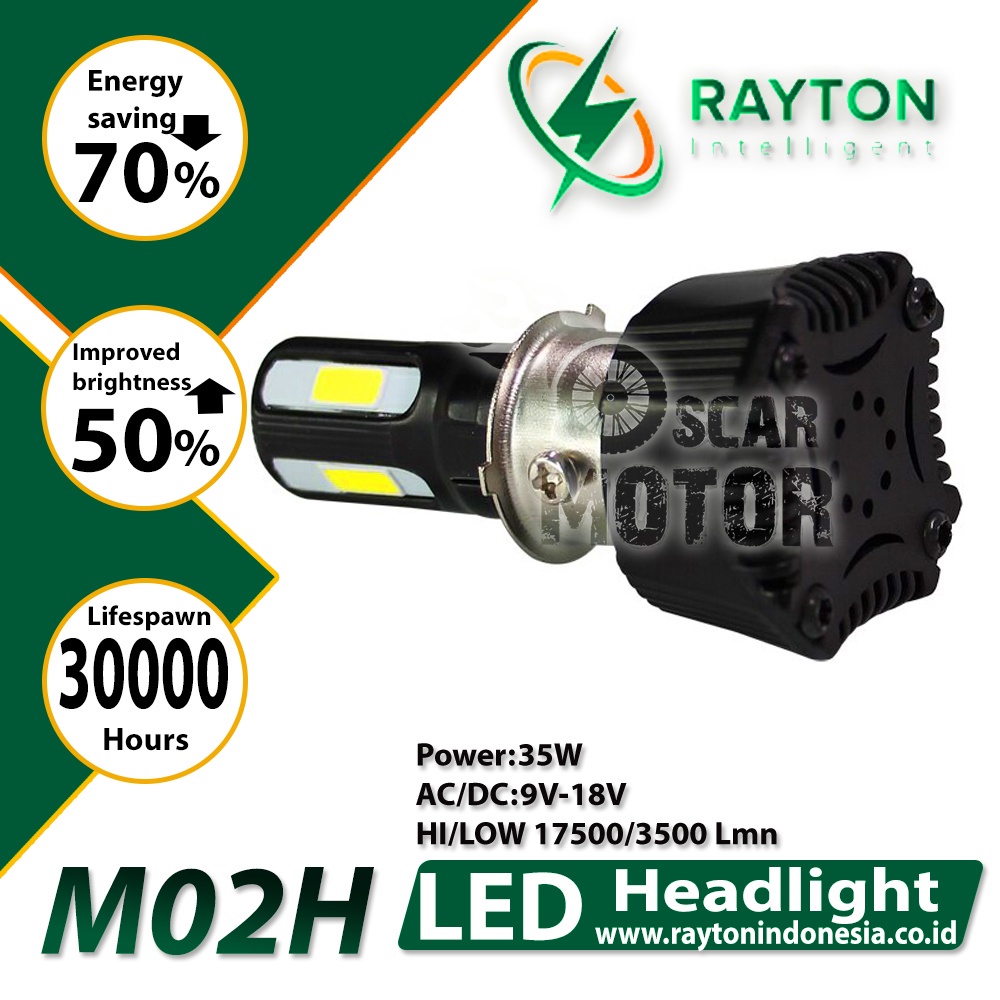 NEW LAMPU UTAMA RAYTON LED Motor AC/DC 4 Sisi RTD M02H 40w H6 H4 HS1 motor