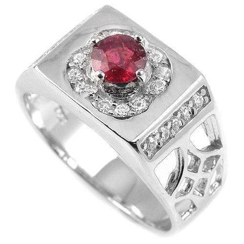 CINCIN WANITA PRIA BLOOD RED RUBY ORI PERAK 925 SIZE 9