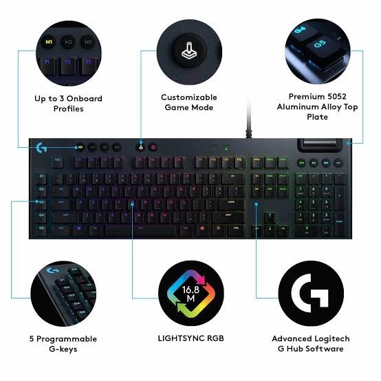 Logitech G813 LIGHTSYNC RGB Mechanical Gaming Keyboard - GL Clicky