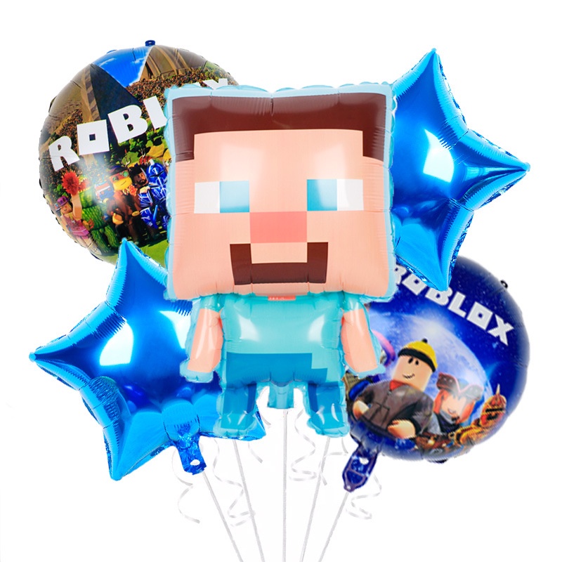 5pcs / lot Balon Aluminum Foil Tema Minecraft Untuk Dekorasi / Hadiah Anak