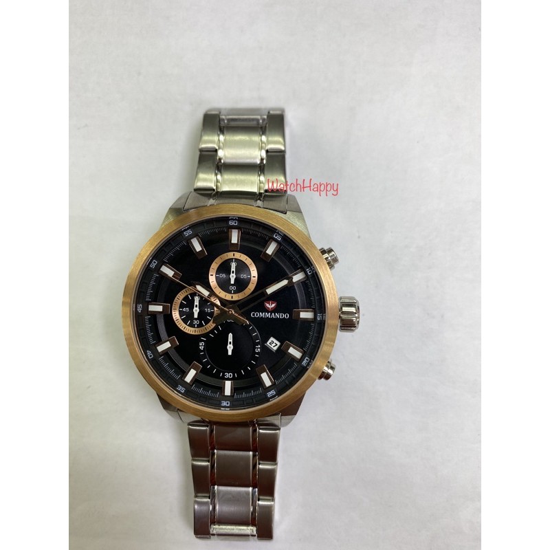 WatchHappy Commando 7003 C7003G C 7003 C7003 Men Watch Crono Black Dial Stainless Steel 100%Original