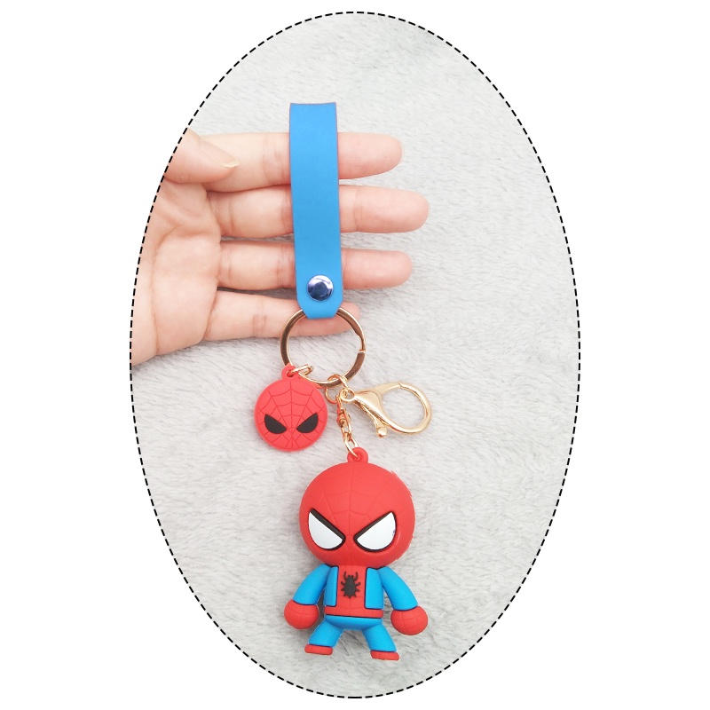 Gantungan Kunci 3D Model Spiderman Dengan Lanyard Leher Anti Hilang Untuk Aksesoris Tas