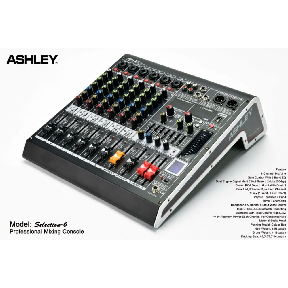 Up to 20%  Mixer Ashley 6 Channel Selection-6 Bluetooth Usb Equalizer Original