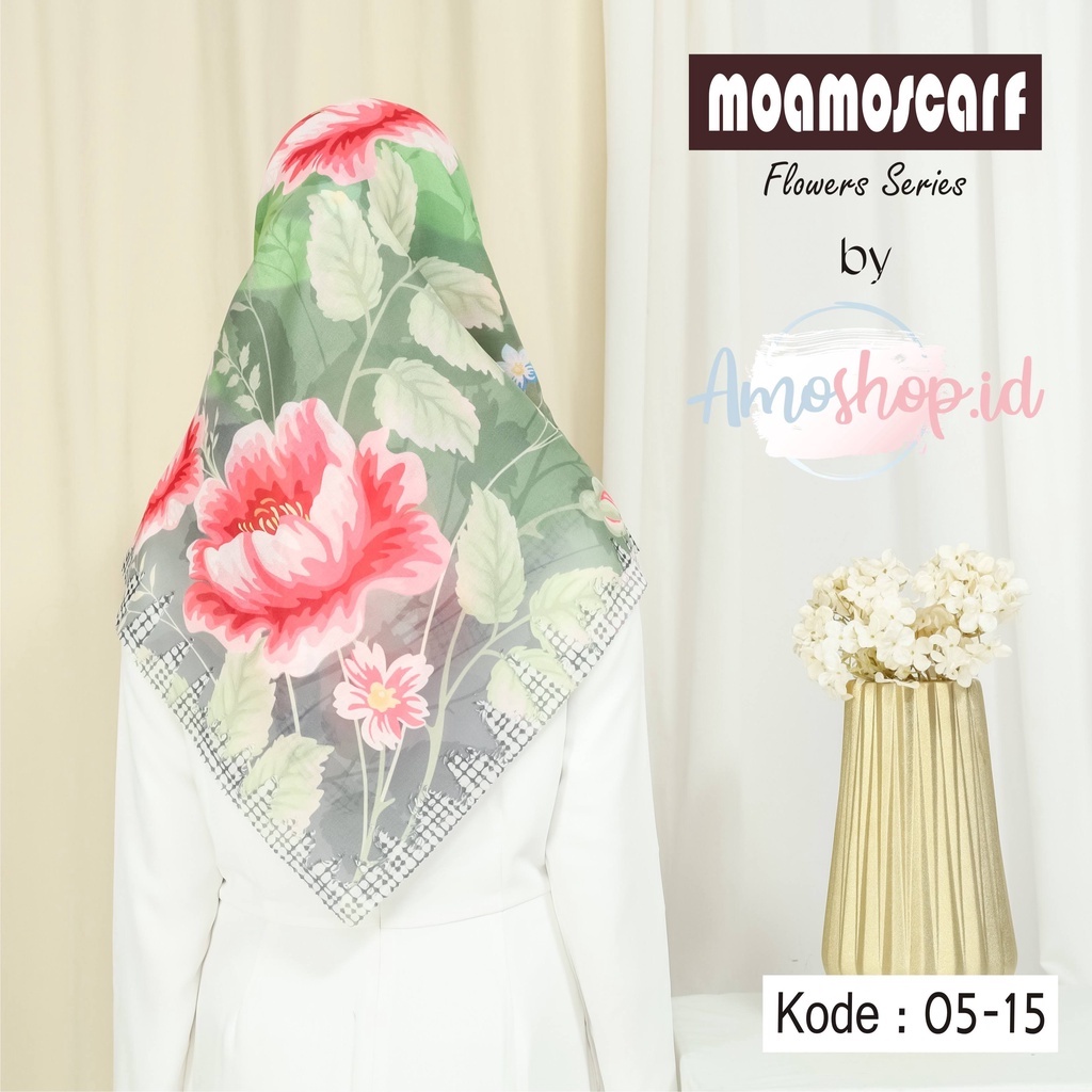 Hijab Segi Empat Voal Premium Murah Square Printing Scarf Flower Series
