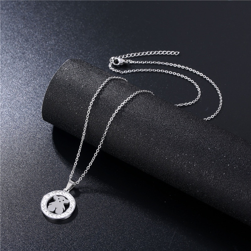 Fashion geometri pola penuh diamond pendant wanita Amerika Selatan stainless steel round Beruang Kal