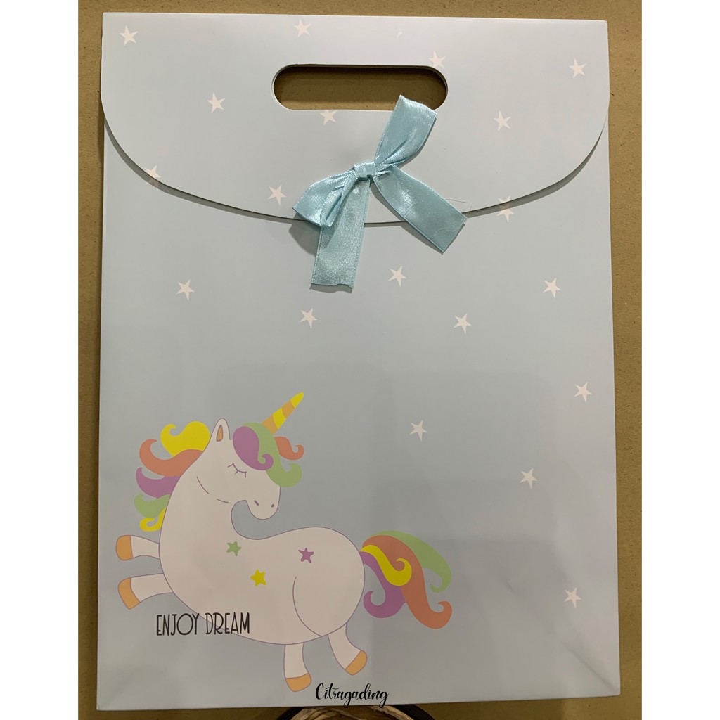 PAPER BAG PITA KANTONG M KERTAS MOTIF POLOS PARCEL BINGKISAN BUNGKUS KEMASAN GOODIE BAG ULANG TAHUN-1