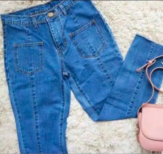 Boyfriend jeans front pocket tulang / boyfriend kantong depan