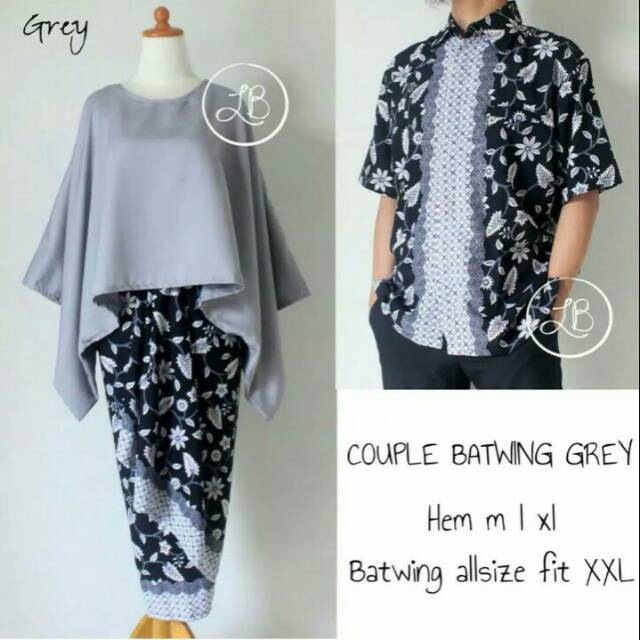 KEBAYA CAUPLE SET BATWING ROK LILIT GREY