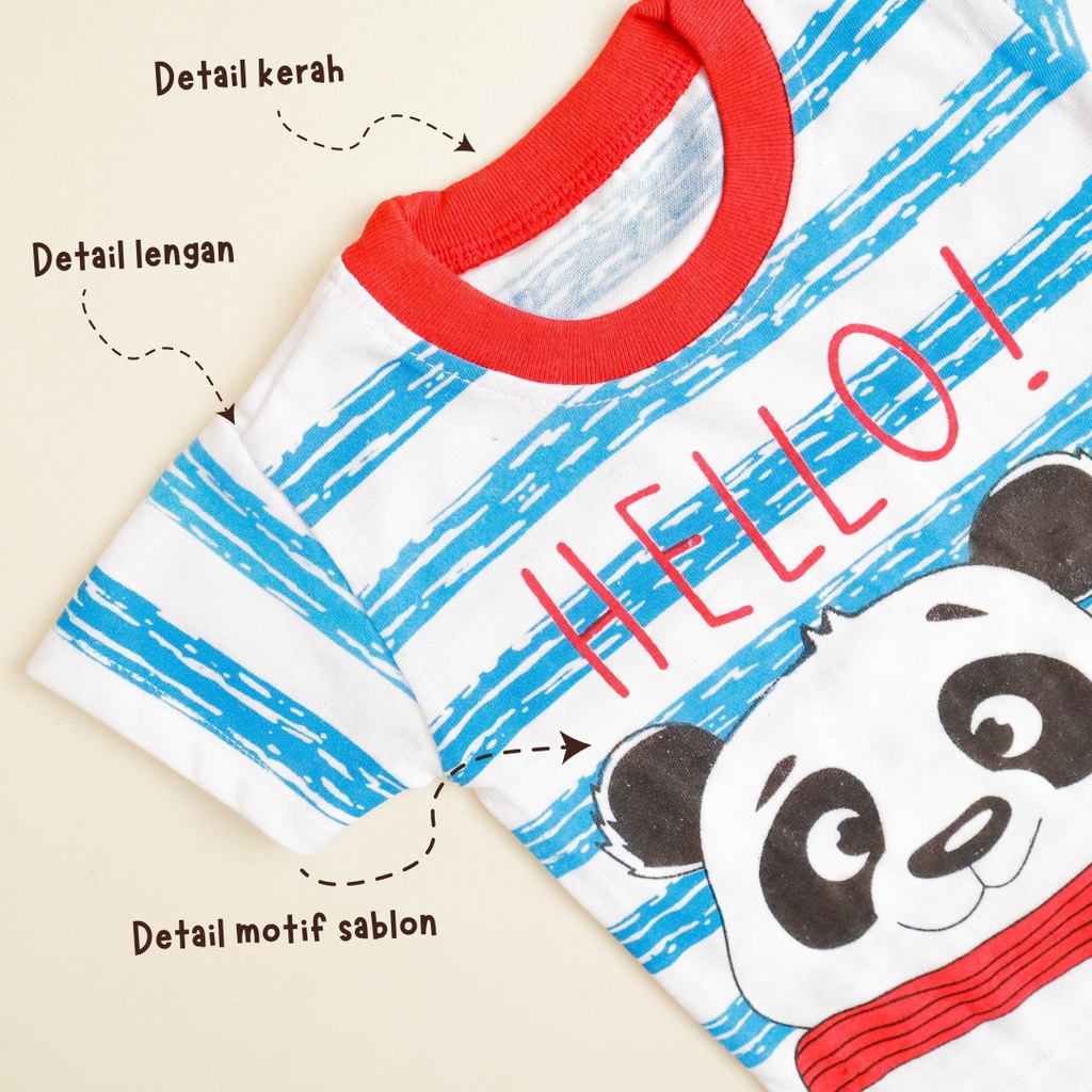 Baju Anak laki laki setelan Usia 3 bulan - 3 tahun JK Motif Hello Panda New lucu dan Menggemaskan