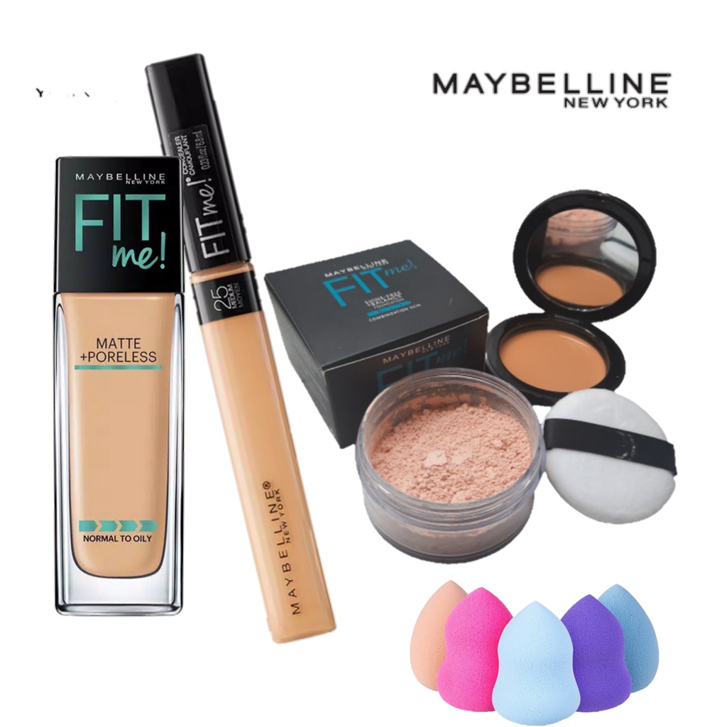 Paket Kosmetik Spesial Maybelline Fit Me Bedak Tabur Dan Basah Foundation Concealer