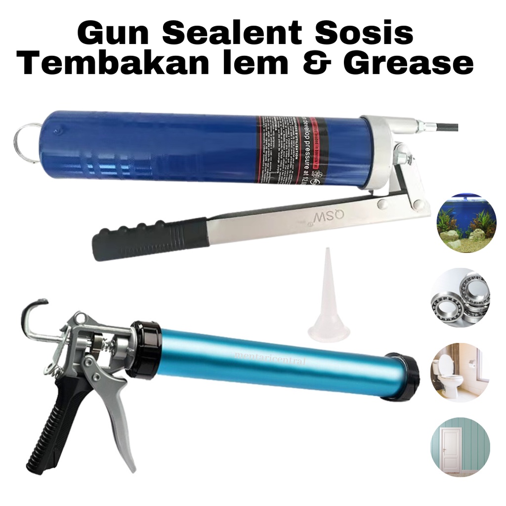 GUN SEALANT SOSIS 15 INCH KUALITAS TERBAIK - BARREL GUN / TEMBAKAN SEALANT SOSIS - TEMBAKAN GREASE MINYAK Grease Gun  / Pompa Gemuk Tangan / Alat Penghisap Oli Pompa Gemuk Stempet Tangan