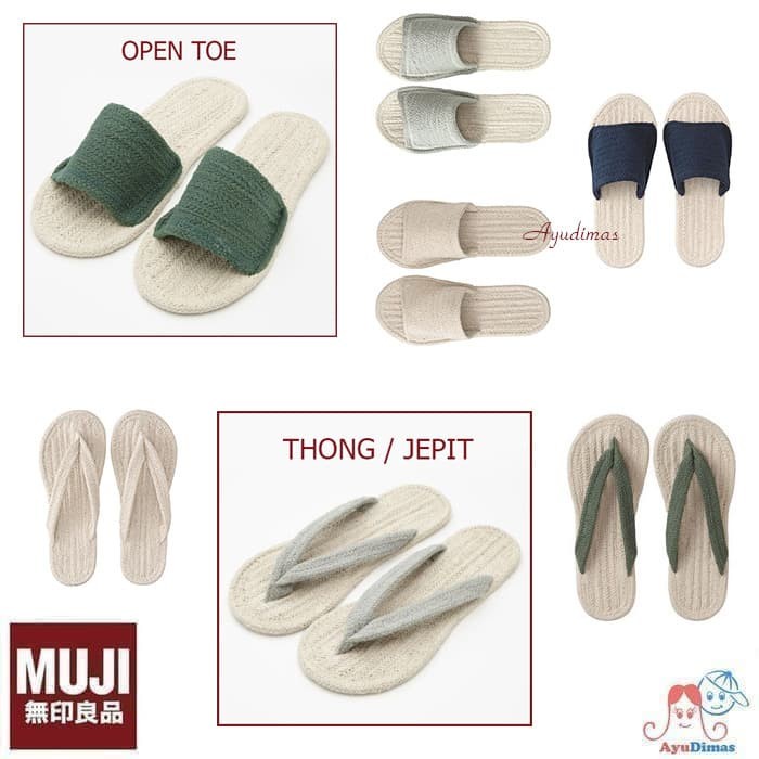MUJI COTTON ROOM SANDALS / SANDAL - JEPIT KREM, M