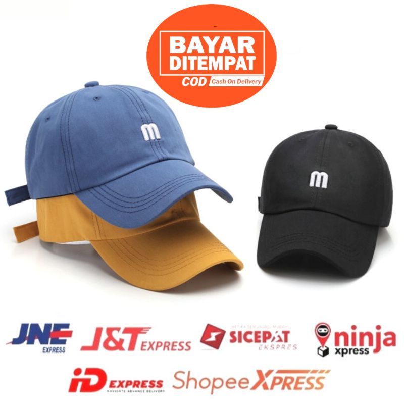 AS SHOP-085 Unisex Lembut Top M Huruf Pure Warna Nyaman Katun Topi Baseball