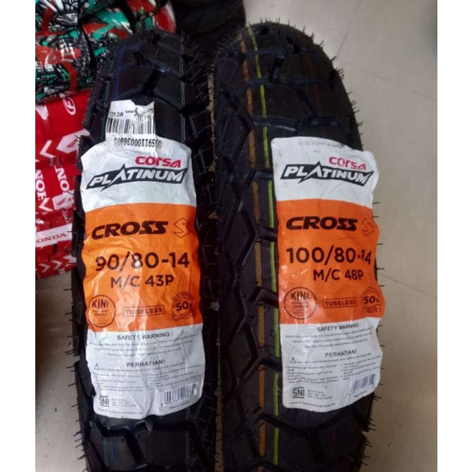 PAKET BAN TUBELESS MATIC CORSA PLATINUM CROSS S 90/80.14 &amp; 100/80.14