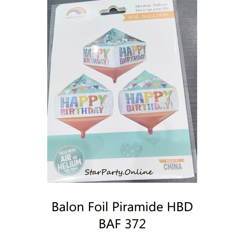 Balon Foil Piramide HBD/Smile /Balon Foil /Balon Foil Karakter