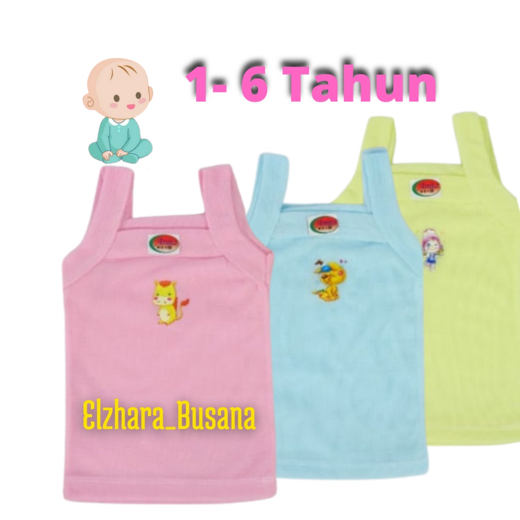 Kaos Dalem Anak Bayi Balita Cewek / Kaos Singlet Dalam Anak Perempuan 0 1 2 3 4 5 6 7 8 6 Tahun/MONI