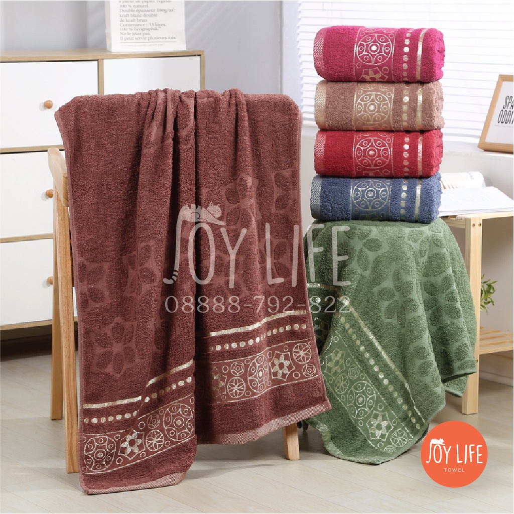 Handuk mandi katun 80cmx160cm / handuk dewasa / motif lavender tebal dan lembut