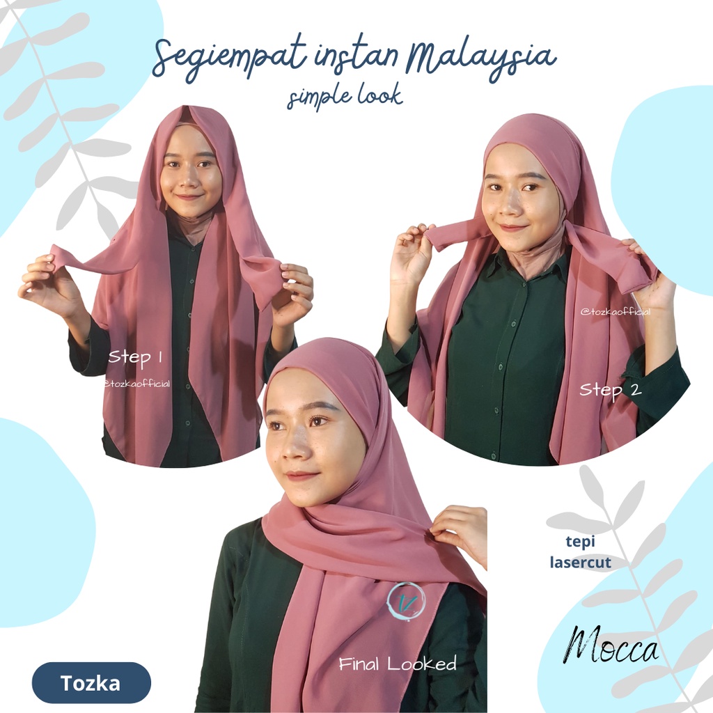 Segi Empat Instan Malay I Ikat Tali Ceruty BabyDoll Premium I Segiempat Segi Tiga Hijab Bando