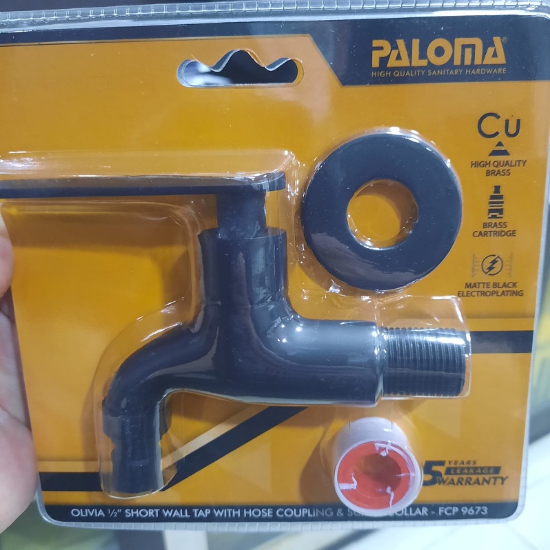 PALOMA FCP 9673 Keran Taman Selang Mesin Cuci Dinding Tembok Kran Air HITAM BLACK MATTE