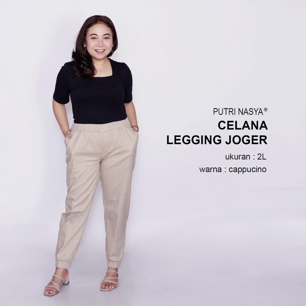 Putri Nasya - Celana Big Size Panjang Ukuran 8L,6L,5L,4L,2L,XL, all size Warna Moca Navy Army Abu Brown Dark Grey Cream Capucino Hitam