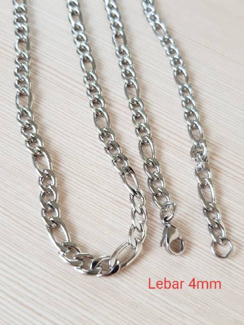 Kalung fashion titanium silver Antikarat motif KGS02