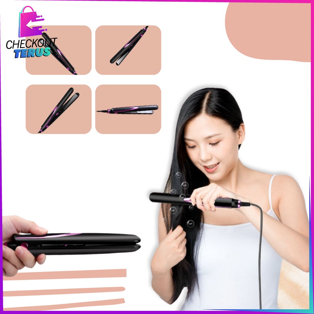 CT K52 Catokan Rambut Wanita 2IN1 Catokan Pelurus Rambut Set Alat Catok Rambut Straight dan Curly Hair