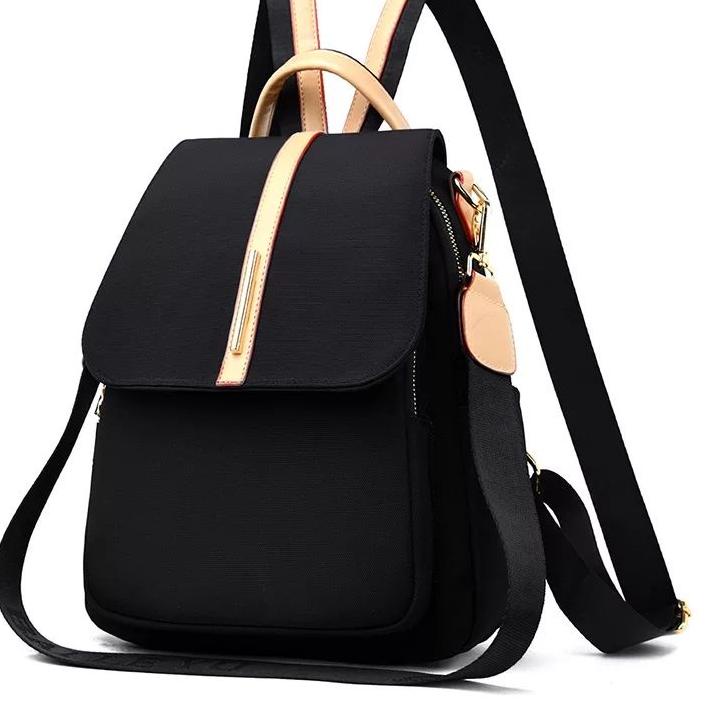 [KODE PRODUK TWC7F9740] JS_TAS RANSEL ANTI AIR BACKPACK WANITA HITAM MOTIF PLAT KOREA KULIAH SEKOLAH