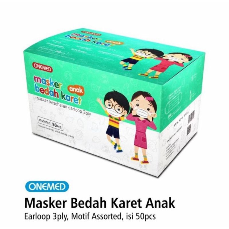 Masker Bedah 3 ply anak one med 50/Masker Medis Anak