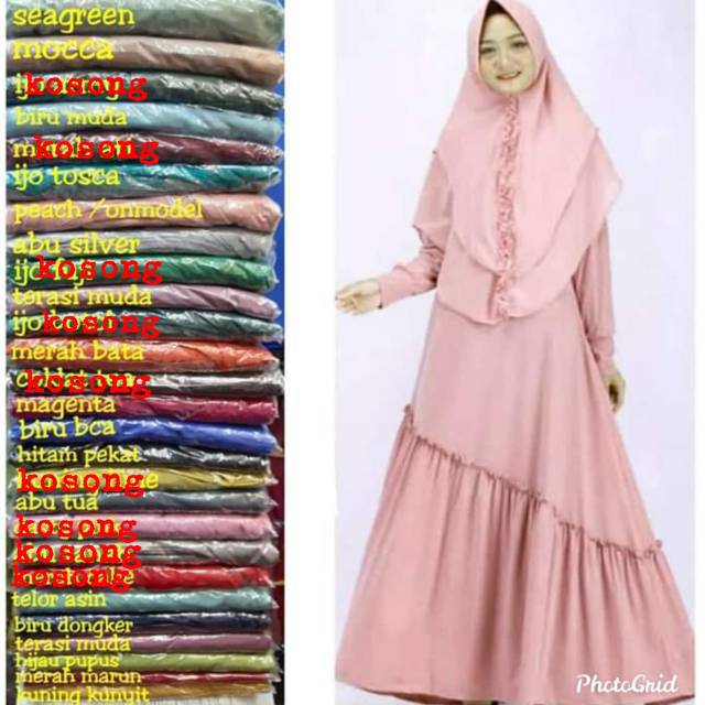 Gamis jersey rempel miring