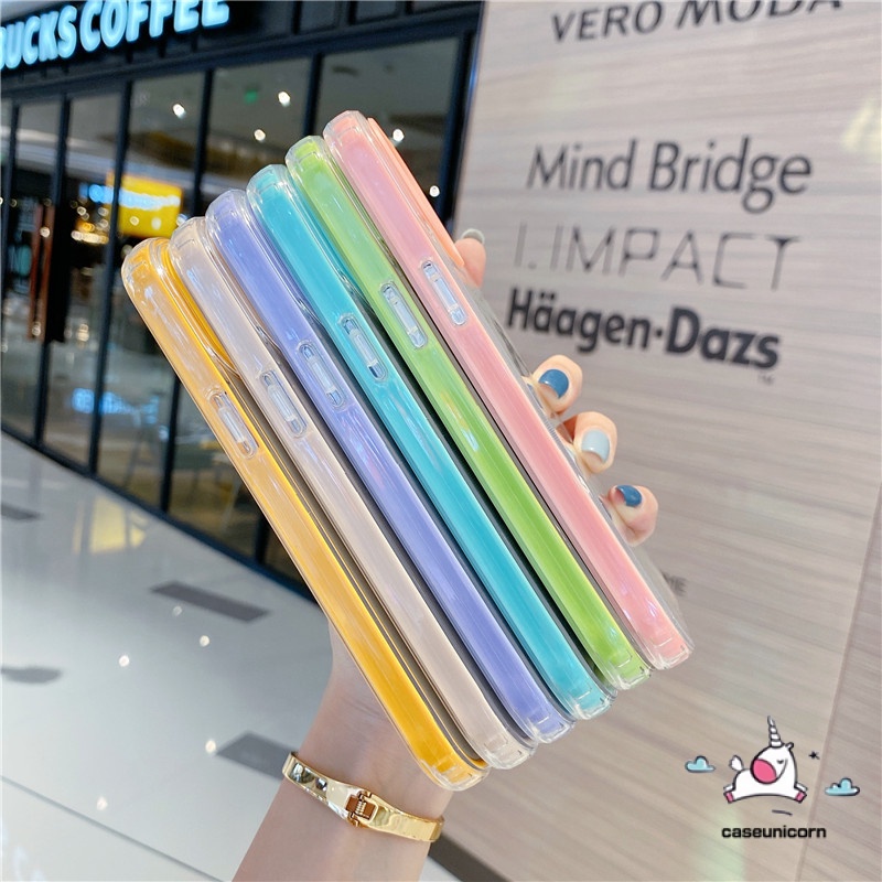 3 In 1 Soft Case Tpu Transparan Shockproof Anti Jatuh Warna Permen Untuk Iphone 11 12 13 Pro Max 7 8 Plus X Xr Xs Max Se 2020