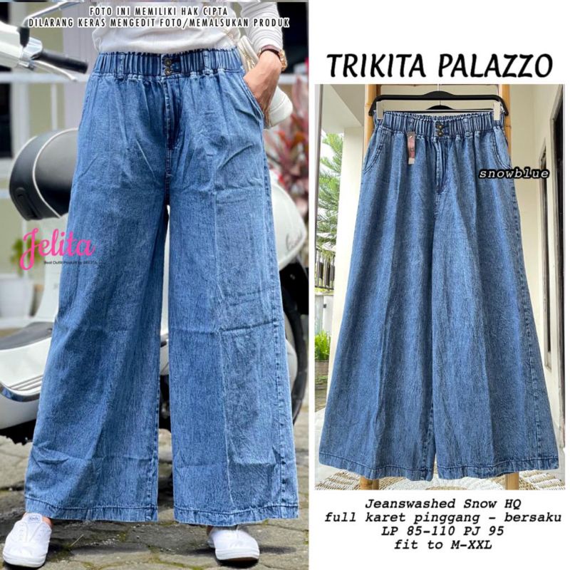 TRIKITA PALAZZO BY JELITA (CELANA KULOT JEANS) Celana jeans muslimah modern rekomended