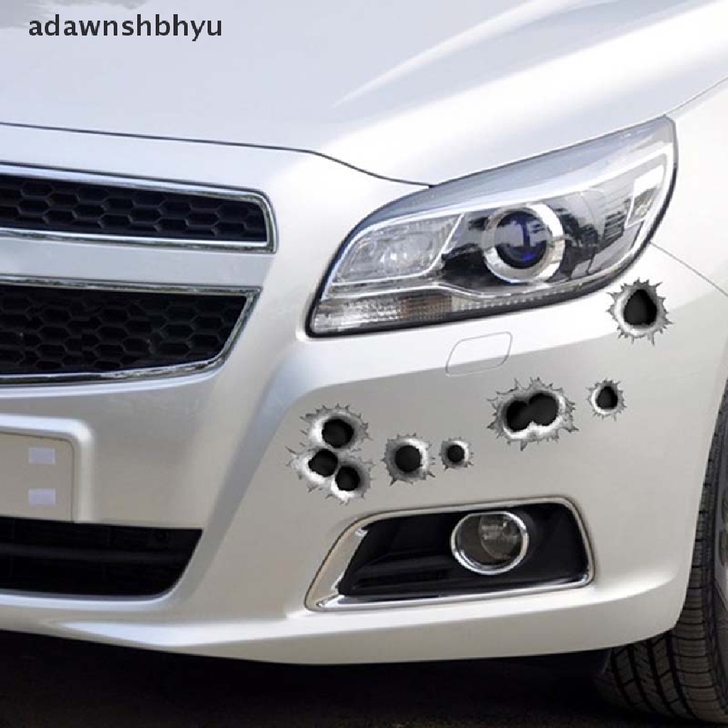 Adawnshbhyu 1PCS Kreatif Mobil Styling 3D Peluru Palsu Hole Gun Tembakan Lucu Stiker Mobil Decal