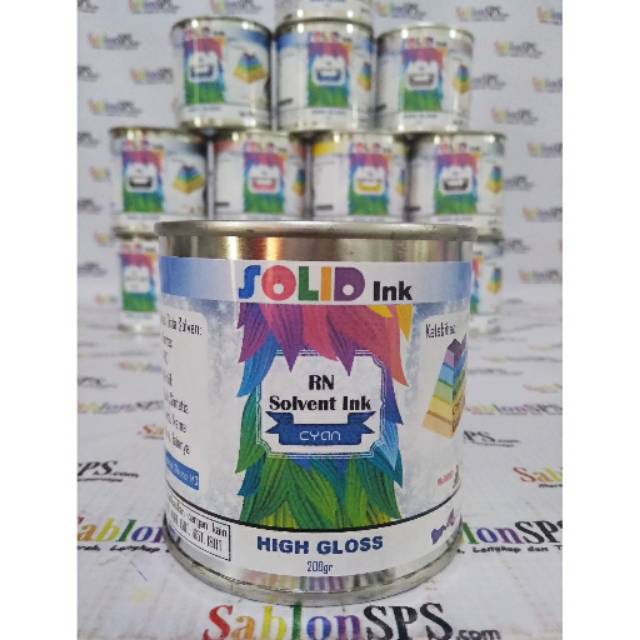 Tinta Sablon PVC Solvent Based 200 gr Cyan Kertas/ Vinyl/ Akrilik/ Kulit Sintetis