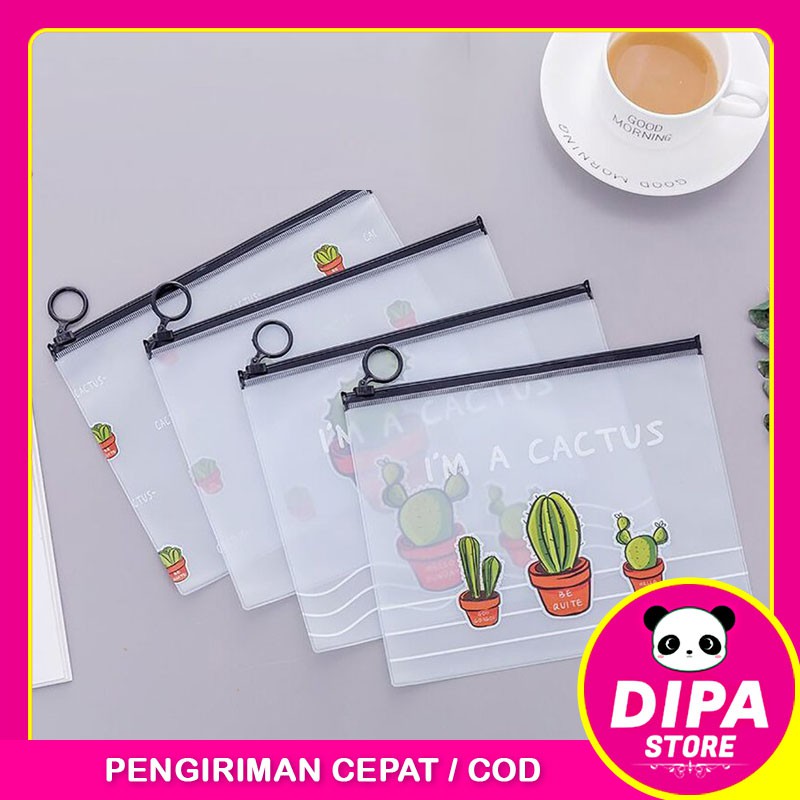

Zipper Bag Cactus / Tempat Pensil Transparan Karakter Zipper Serbaguna Alat Tulis Kosmetik / TV-19