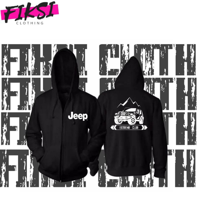 Jaket Sweater Zipper Keren Jeep Extreme Club Logo - Fiksi Clothing