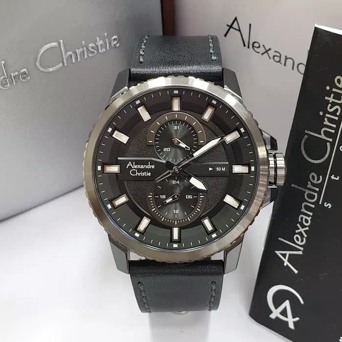 jam tangan pria alexander cristie original ac6507 full black