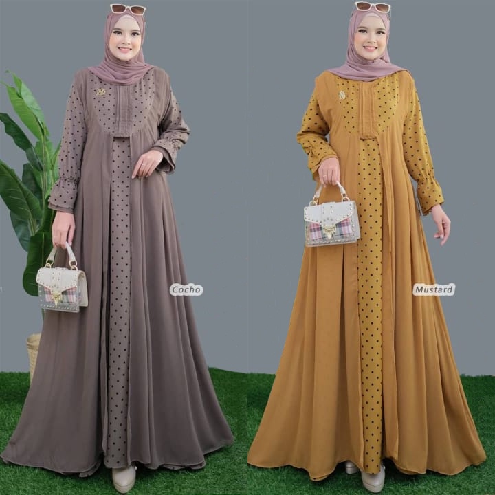 Dress Ceruty FULL FURING Zipper Depan Busui Plus Long Outer Ceruty Rolis Maxy SET - BB0D