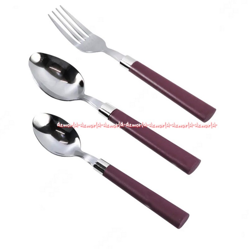 Krishome Cutlery Set 12pcs Peralatan Sendok Makan Garpu Set Gagang Warna Berwarna Kris Home