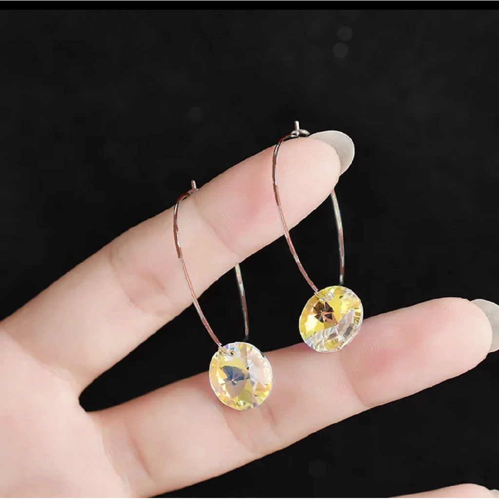 Anting wanita fashion korea kristal bulat 453