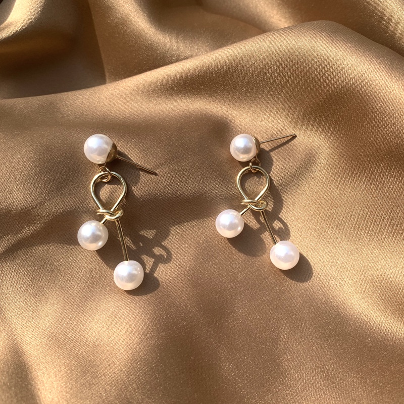 Mutiara anting-anting anting-anting busur baru trendi wanita bermutu tinggi anting-anting temperamen