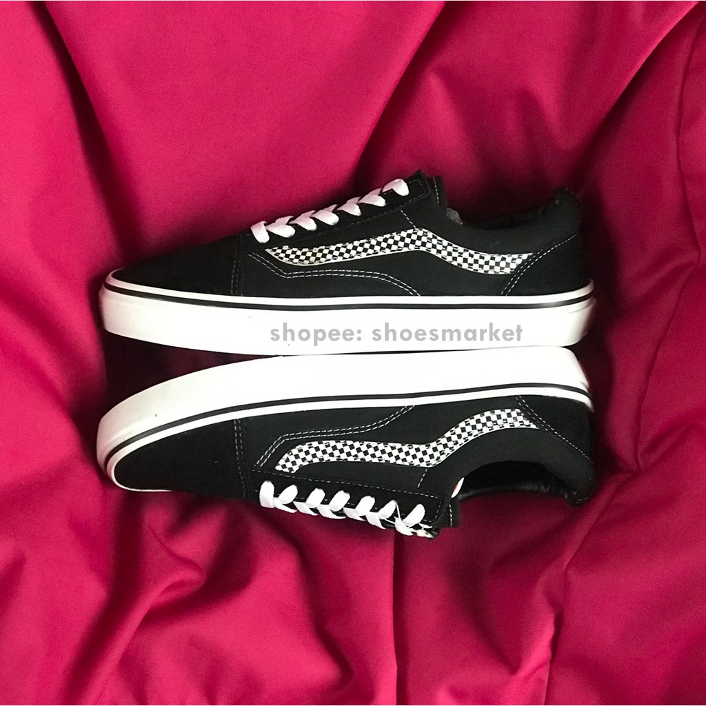 OBRAL SEPATU VANS OLDSKOOL SIDE STRIPE BLACK WHITE