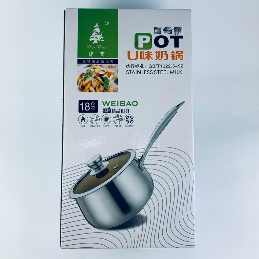 POT STAINLESS STEEL MILK PAN MENTEGA/KOPI SUSU HANGAT 18CM WEIBAO