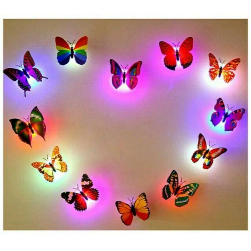 Lampu LED butterfly lampu kupu kupu warna warni lampu dekorasi dinding