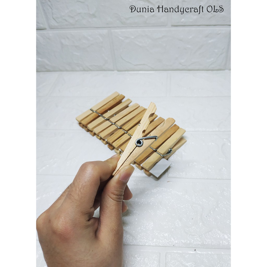 Jepitan Kayu Polos Klip Kayu Isi 12 pcs Capit Handcraft Unik Lucu