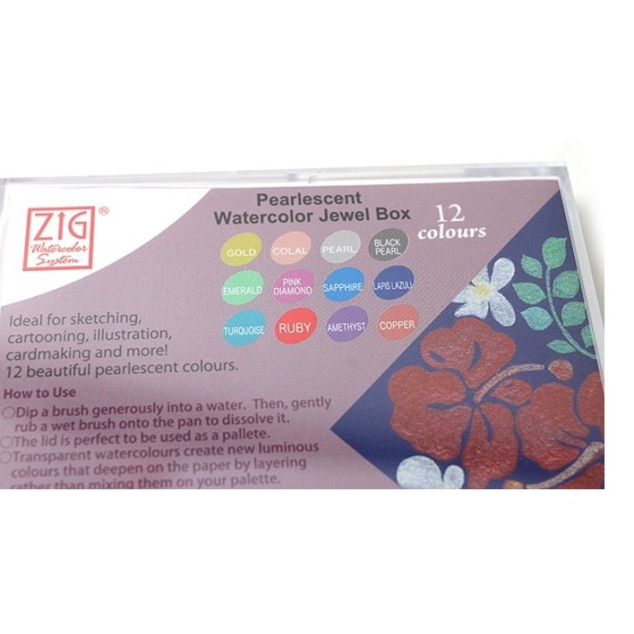 

Kuretake Zig Pearlescent Watercolor Jewel Box - 12 Color Set