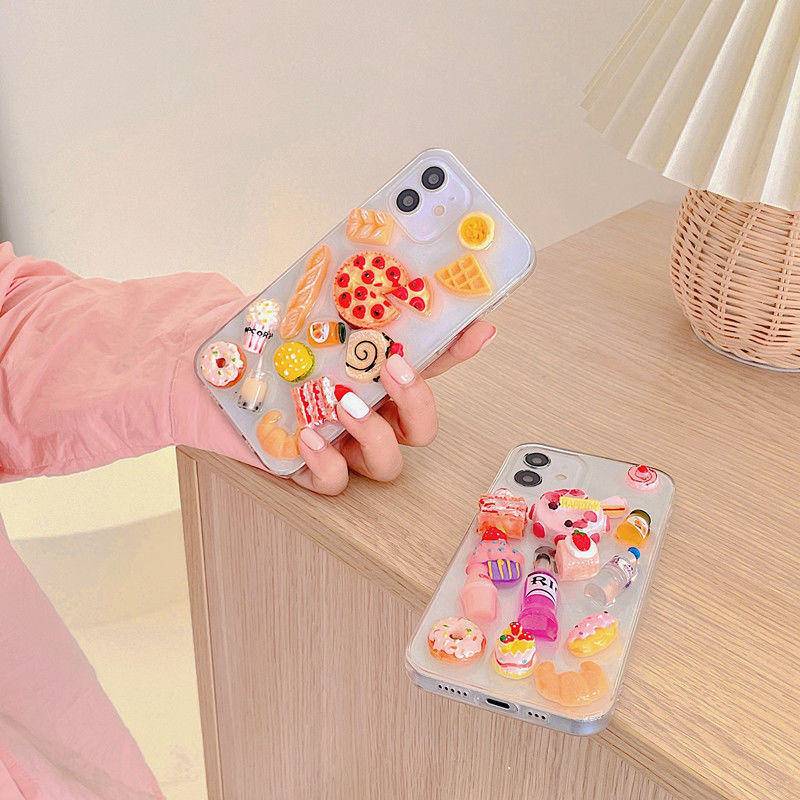 Case Pelindung Motif Makanan 3D Untuk iPhone 13 12 11 Pro MAX Mini X XS MAX XR SE 2022 2020 7 8 Plus