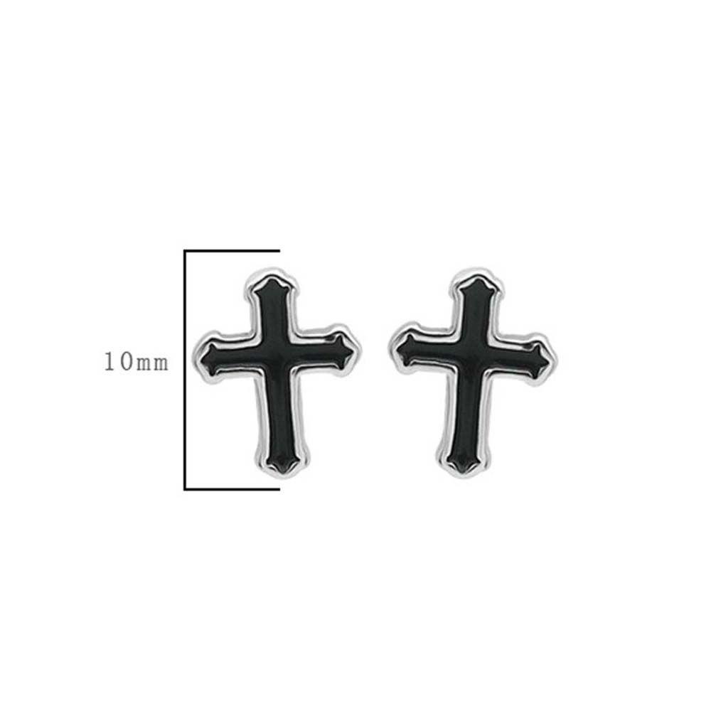 NEEDWAY Cross Ear Studs Keren Vintage Salib Berbentuk Punk Warna Perak Hitam Pria Punk Anting