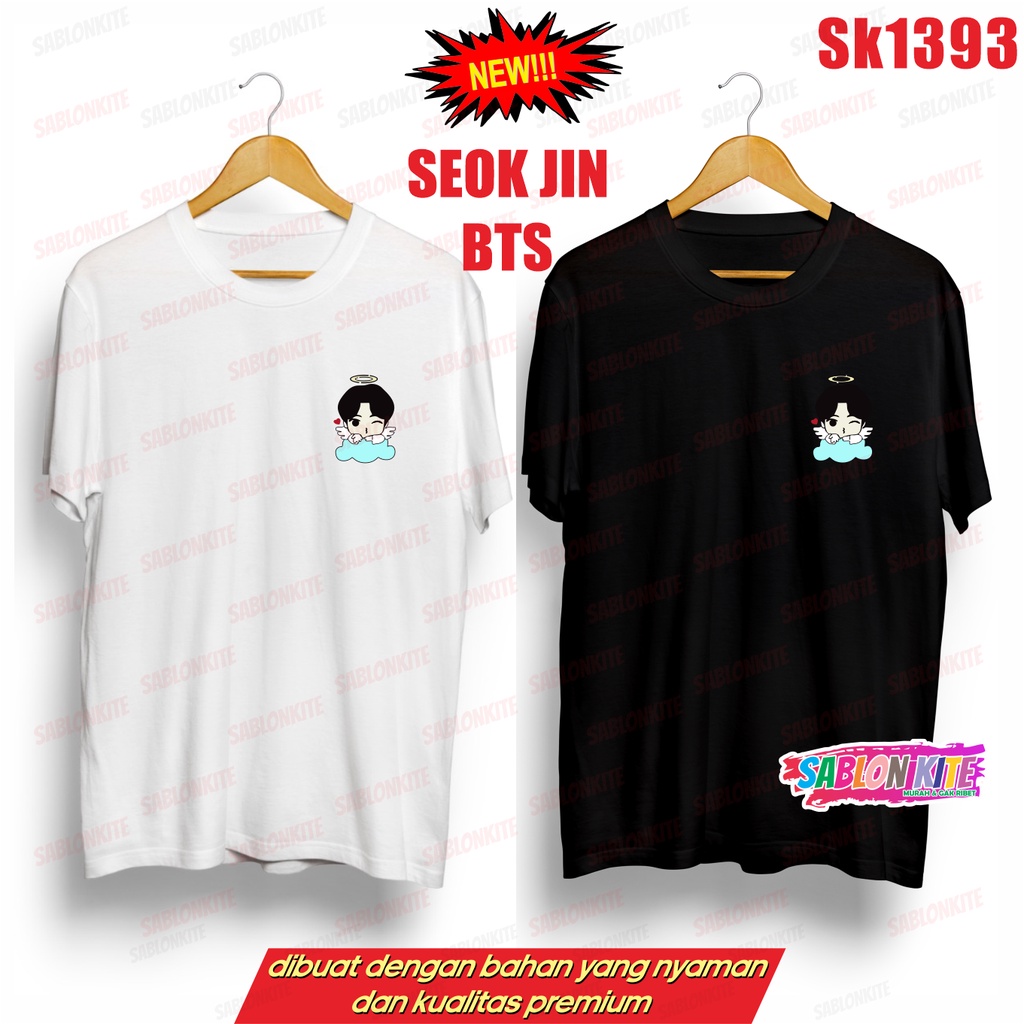 MURAH!!! KAOS KPOP SEOK JIN KARTUN LOGO SK1393 UNISEX COMBED 30S