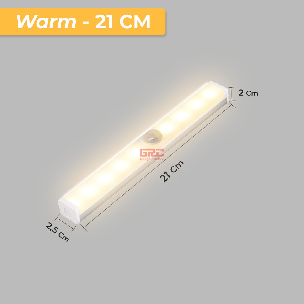 Lampu Baca Tempel Magnetic LED Sensor Gerak Lampu Dinding Lemari Kamar-21cm Warm
