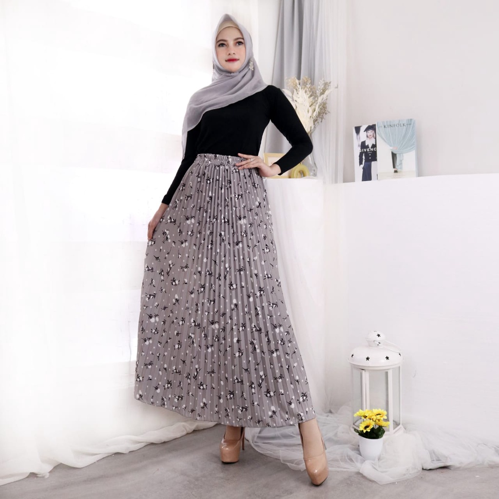 ROK PLISKET MOTIF DANDELION // ROK PLISKET MOTIF BUNGA TERBARU